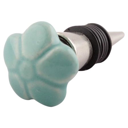 Sea Green Ceramic Flower Wine Stopper 